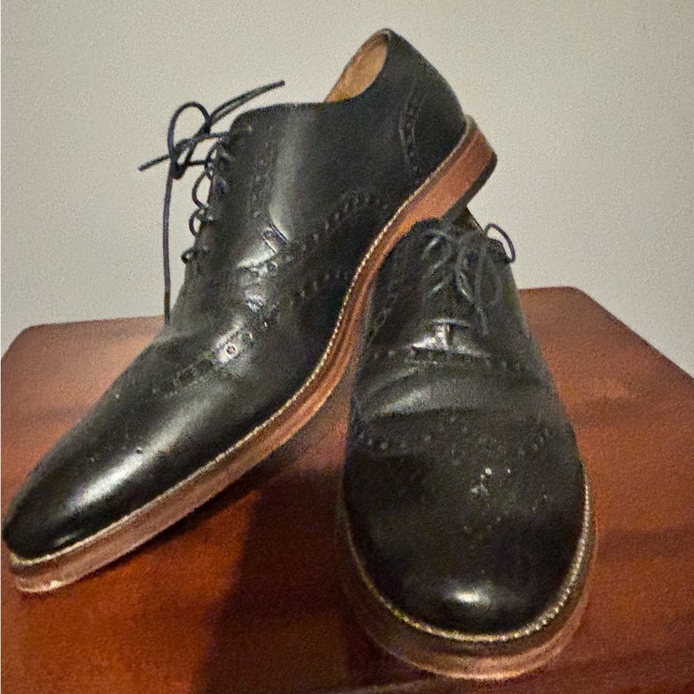 Classic Black Leather Oxfords